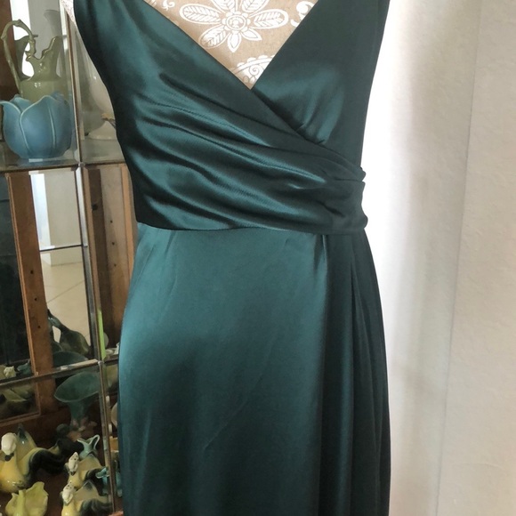 Jill Jill Stuart Wrap front Satin Slip Gown In Spruce - Picture 9 of 12